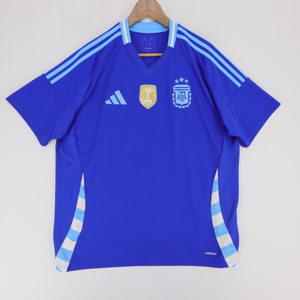 Argentina Soccer Jersey Mens 2XL Blue 2024 Away FIFA World Cup Patch Aeroready